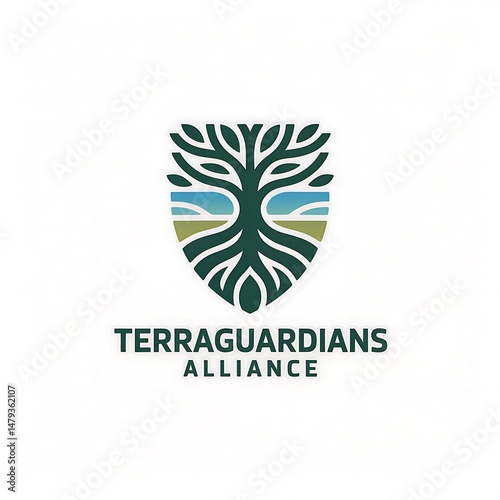 Alliance logo protecting the earth with symbolic tree shield emblem
