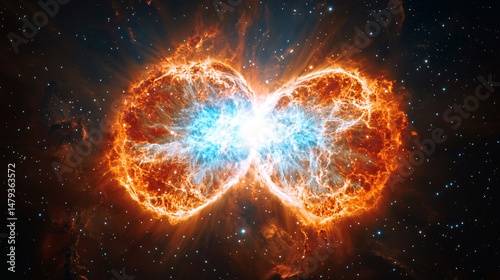 high-resolution depiction of a colorful binary star collision, luminous wave eruptions, gravitational distortion, vibrant light streaks, cosmic fragments, and stellar glow layers