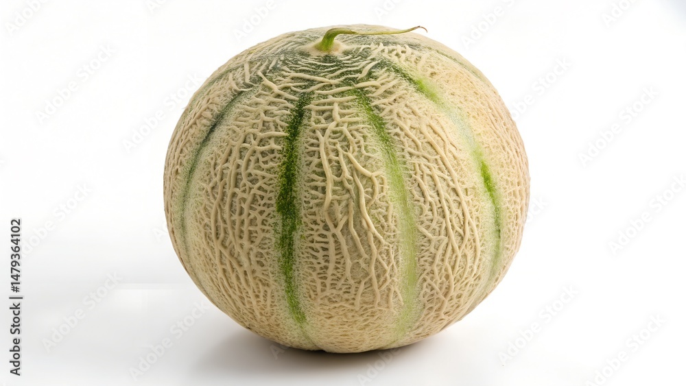 Obraz premium Whole Musk Melon Isolated on White Background – Studio HD Image