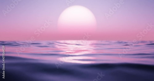 Wave sea beach and sunset sky abstract background. Nature and summer concept. 3d render.	