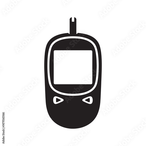 Glucometer Device Silhouette Vector for Diabetes Blood Sugar Monitoring and Medical Use