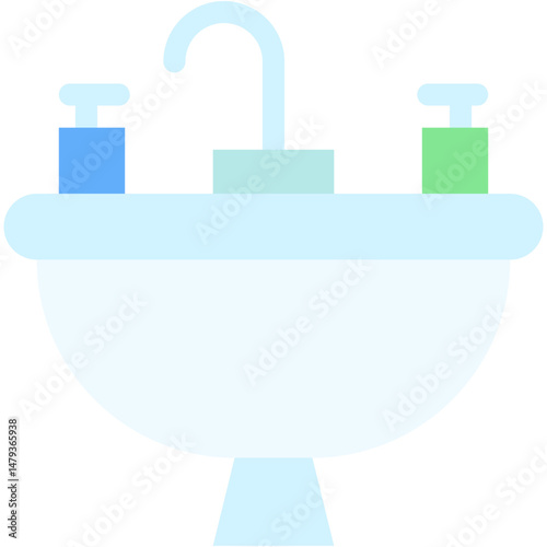 Vector Icon Wash Basin, Bathroom, Sink, Faucet, Water