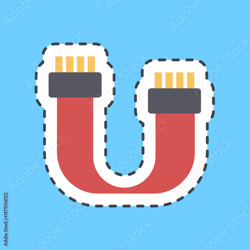 Cutting line sticker sata. Computer components elements.