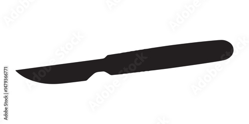 Scalpel Knife Silhouette Vector for Surgery, Operation and Medical Cutting Tool Use