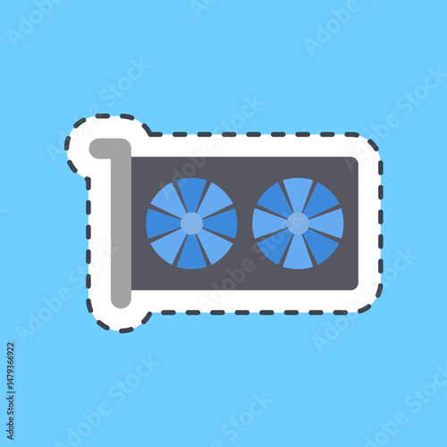 Cutting line sticker video graphics. Computer components elements.