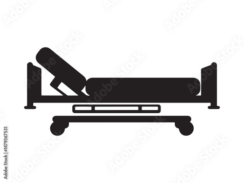 Adjustable Hospital Bed Silhouette Vector for Medical Patient Care and Emergency Rooms