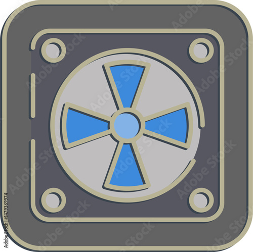 Icon cooling fan. Computer components elements. Icon in embossed style.
