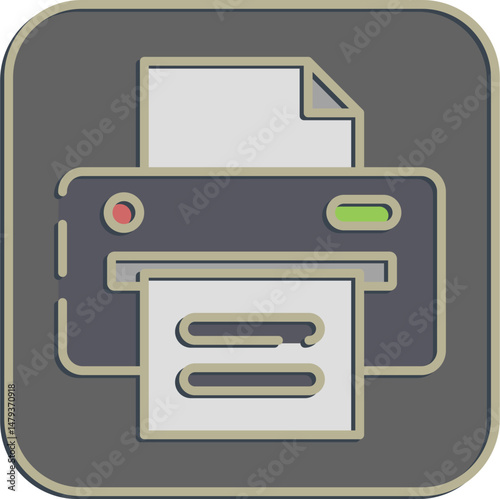 Icon printer. Computer components elements. Icon in embossed style.