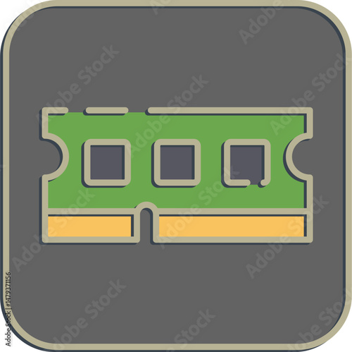 Icon ram. Computer components elements. Icon in embossed style.
