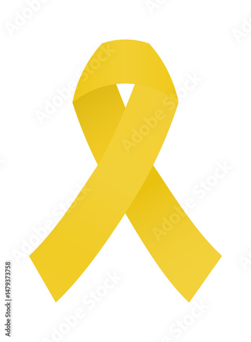 Yellow awareness ribbon representing support for military personnel, suicide prevention, bladder cancer, and missing persons. Perfect for advocacy and social causes.