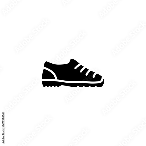 Side view of a rugged hiking shoe with laces and treaded sole for outdoor activities