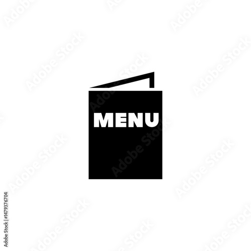 Black silhouette of an open menu booklet for restaurant and dining concepts