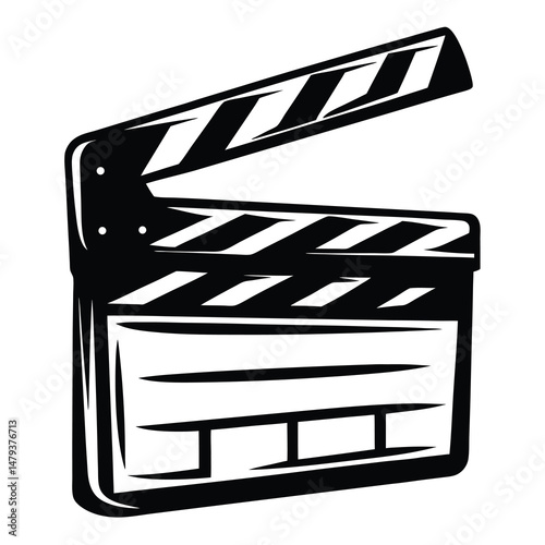 Classic Black and White Film Clapperboard Movie Production Icon