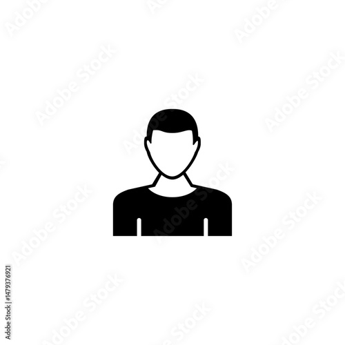 Black silhouette of a person's upper body for user profile and avatar concepts
