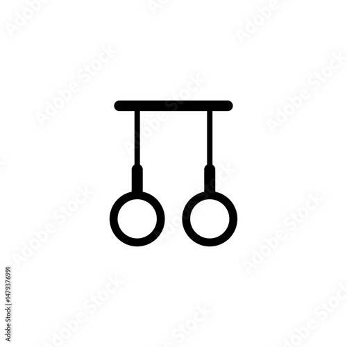 Black silhouette of gymnastic rings for fitness and athletic concepts