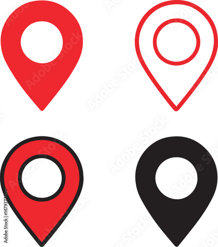 Location pins icons . map markers signs. flat style. map points symbols. map pointers symbol. map pin sign.set of pointers.