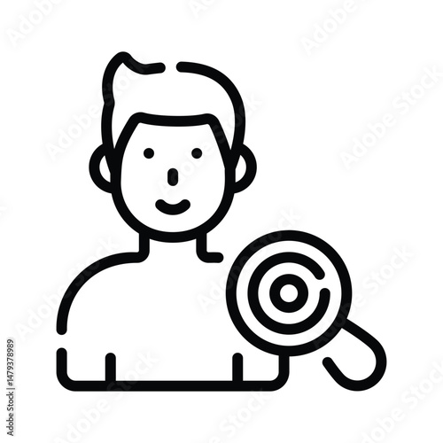 Check patient with magnifier, icon designed in line style