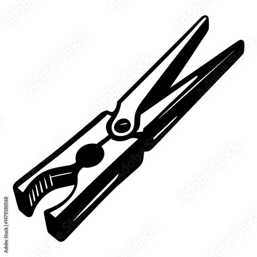 A Detailed Illustration of a Classic SpringLoaded Clothespin