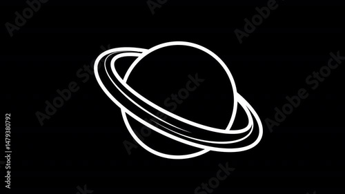 Saturn icon. Planet Saturn, cartoon animation with alpha channel. 