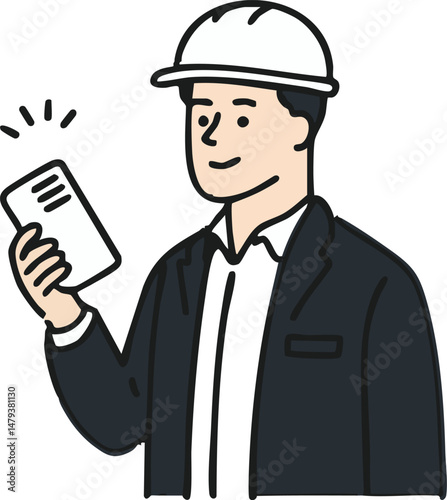 An engineer in a hard hat holds a document, embodying the essence of technical expertise and diligence.