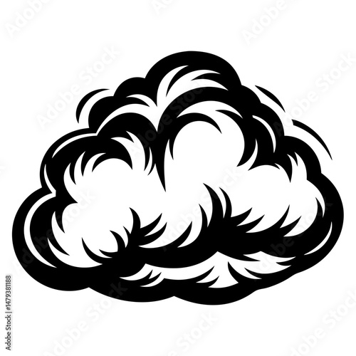 Stylized Black and White Cloud Illustration Vector Graphic Design Image