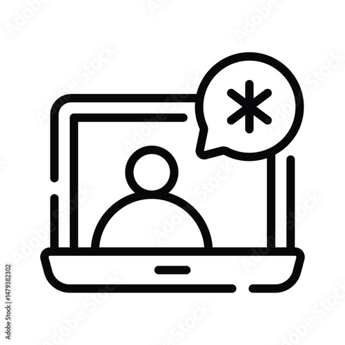 Download out premium line icon of online consultation technology