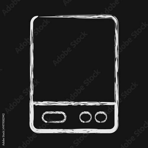 Icon external hard drive. Computer components elements. Icon in chalk style.