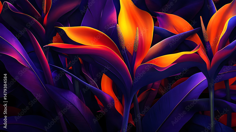 Vibrant Orange Flowers Bloom Darkly