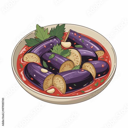 Braised Eggplant with Garlic Sauce in Red Chili Oil