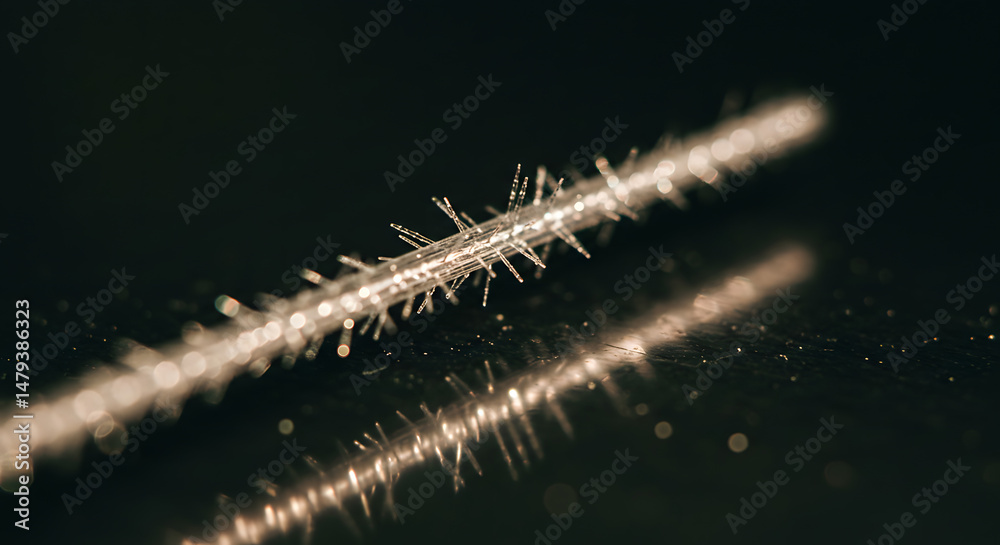 Naklejka premium Microscopic Frost Crystal Formation on Reflective Surface