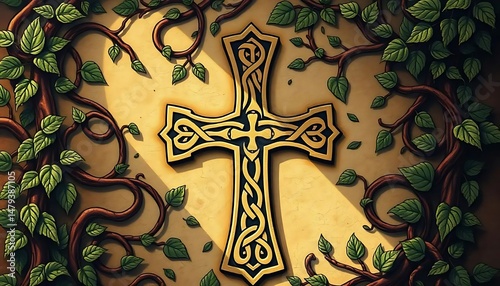 Celtic Cross Eternal Faith Tattoo This Celtic cross tattoo, with its intricate knotwork, represents eternal faith and the intertwining of heaven and earth, a timeless symbol of Christian devotion.
