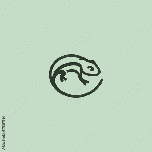 Salamander logo in smooth and minimalist line art style.