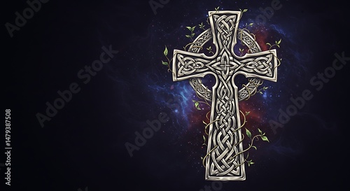 Celtic Cross Eternal Faith Tattoo This Celtic cross tattoo, with its intricate knotwork, represents eternal faith and the intertwining of heaven and earth, a timeless symbol of Christian devotion.