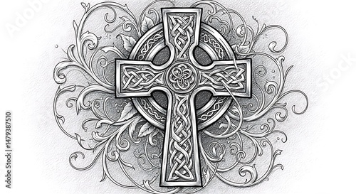 Celtic Cross Eternal Faith Tattoo This Celtic cross tattoo, with its intricate knotwork, represents eternal faith and the intertwining of heaven and earth, a timeless symbol of Christian devotion.