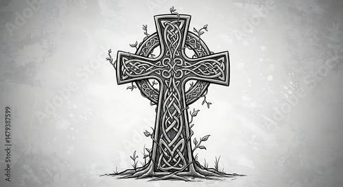 Celtic Cross Eternal Faith Tattoo This Celtic cross tattoo, with its intricate knotwork, represents eternal faith and the intertwining of heaven and earth, a timeless symbol of Christian devotion.