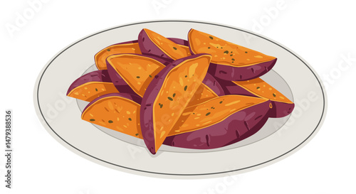 Sweet potato wedges on a white plate