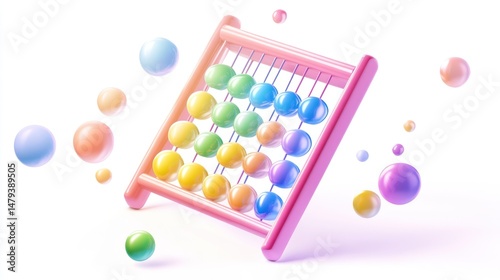 Colorful abacus in motion