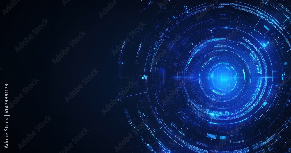 Glowing blue circular tech interface Glowing blue circular tech interface