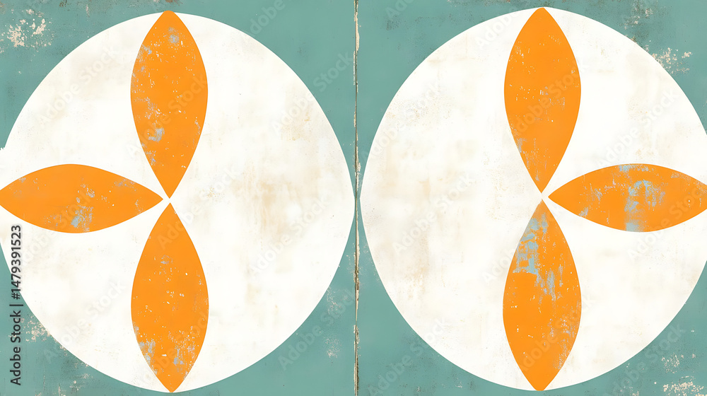 Abstract Orange Teal Geometric Design