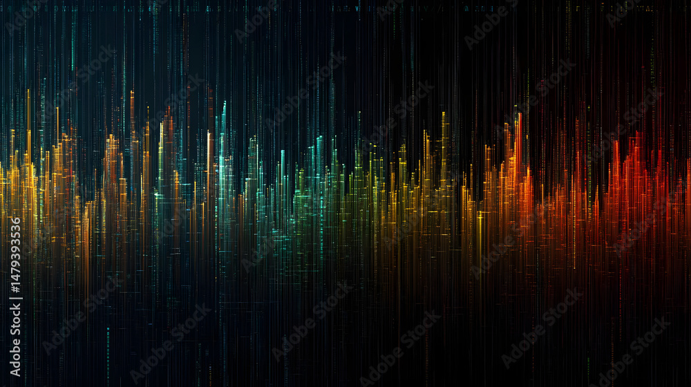 Digital Cityscape: Glowing Lines Abstract Art