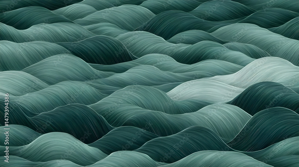 Abstract Teal Hills: Serene Landscape