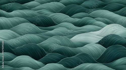 Obraz na płótnie Abstract Teal Hills: Serene Landscape w salonie