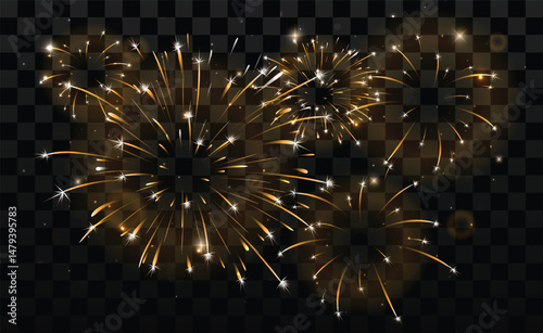 Fireworks with stars and sparks. festival, event colorful fireworks. holiday banner, poster, flyer, and greeting card