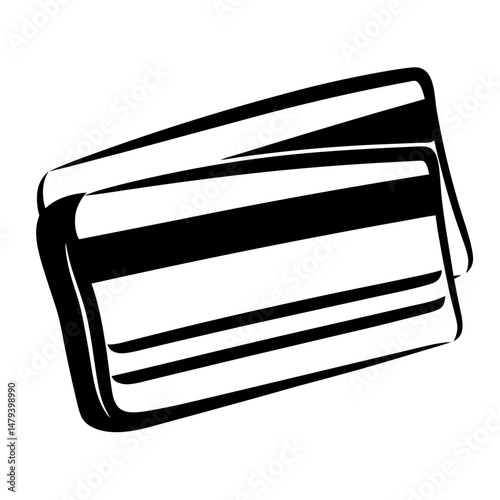 Two credit cards stacked on top of each other in a simple design
