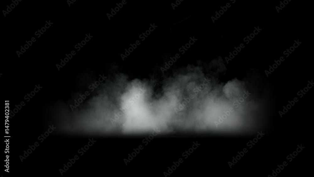 Super Slow Motion Shot of Atmospheric Smoke Slowly Floating on Black Background at 1000fps.