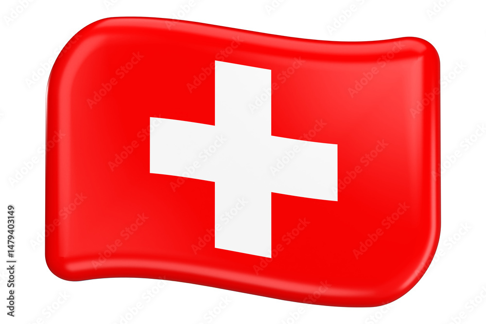 Fototapeta premium 3D icon of Switzerland flag waving