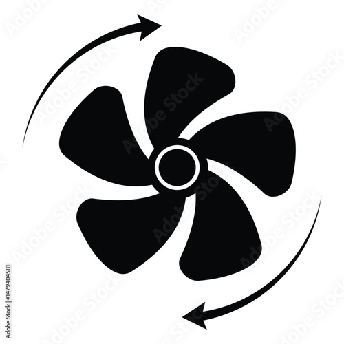 Fan icon vector isolated, air cooler fan in 5 blade spinning vector, Ac cooling fan icon isolated, Cooler icon. Cooling fan icon. vector illustration.