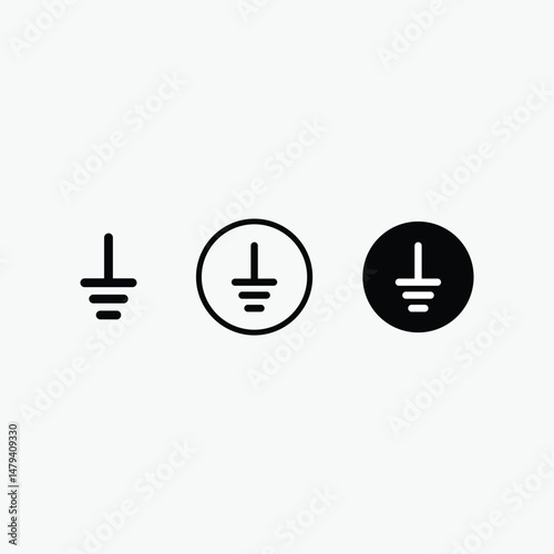 Electrical Earth Icon, Earth Symbol sign design, on white background