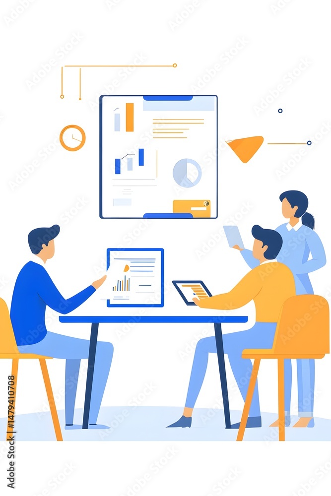 Naklejka premium Business Team Meeting Data Analysis