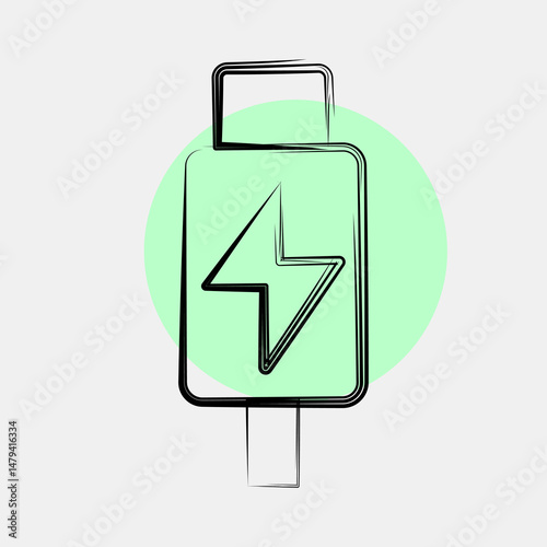 Icon thunderbolt. Computer components elements. Icon in color spot style.